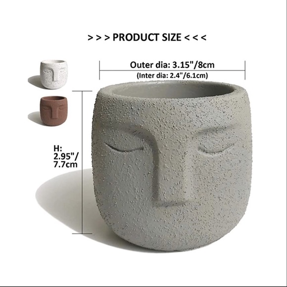 Set of 3 Boho Abstract Face Succulent Planters - Picture 3 of 7